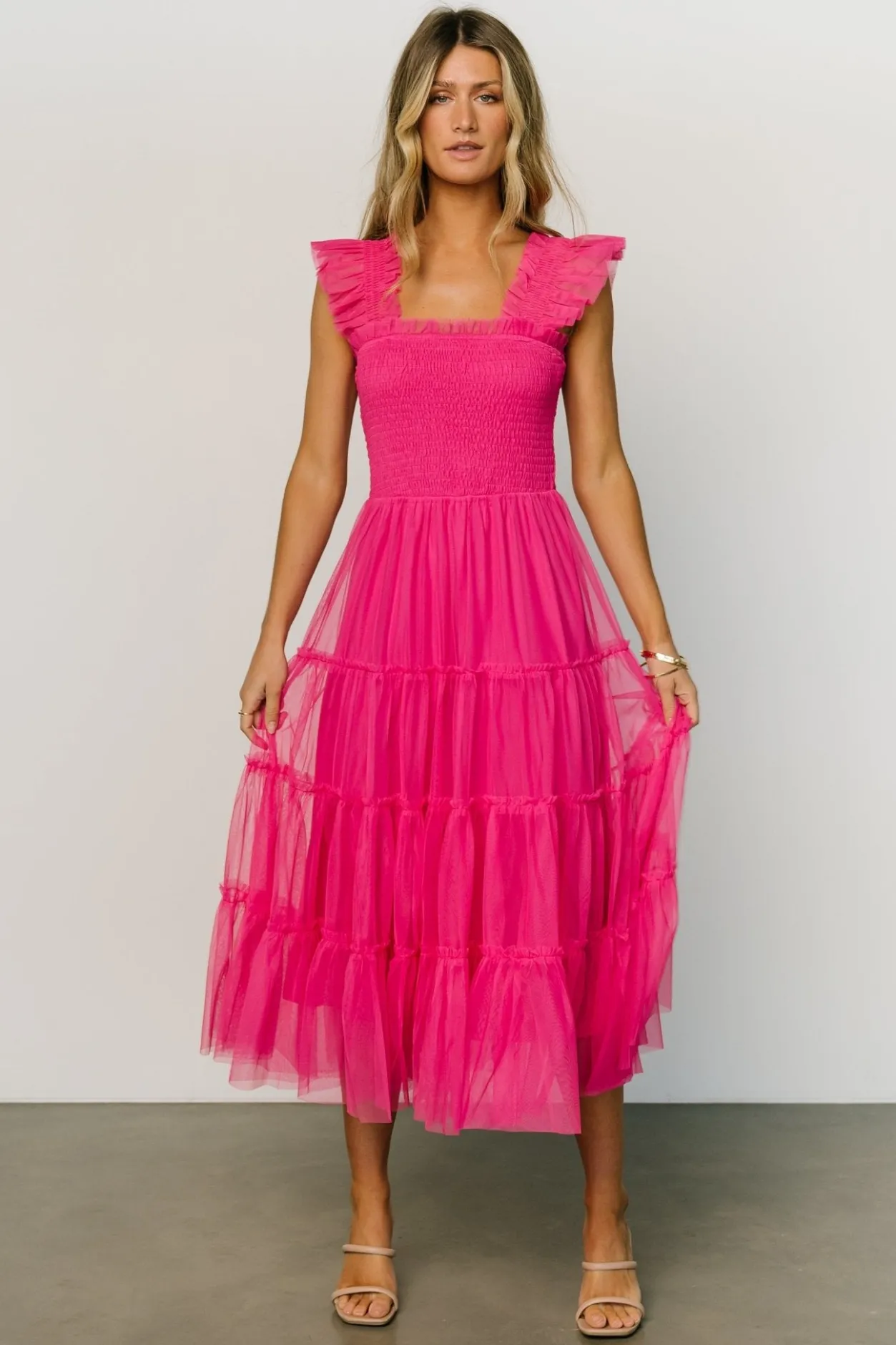 Online Baltic Born Emma Smocked Tulle Dress | Hot Pink HotPink