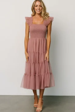 Sale Baltic Born Emma Smocked Tulle Dress | Dusty Rose DustyRose