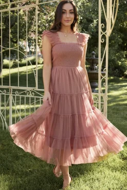 Sale Baltic Born Emma Smocked Tulle Dress | Dusty Rose DustyRose
