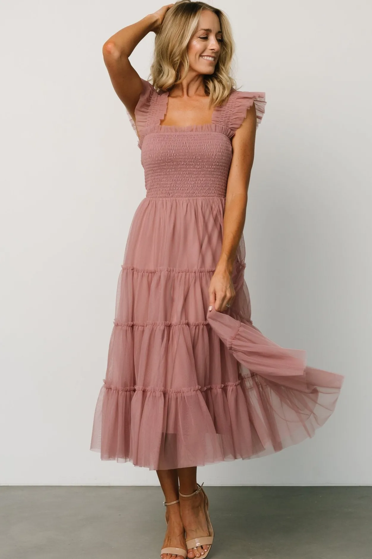 Sale Baltic Born Emma Smocked Tulle Dress | Dusty Rose DustyRose