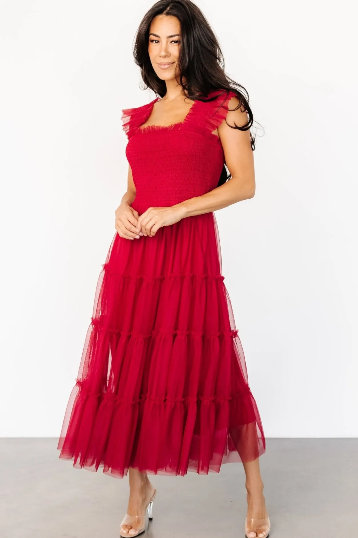 Clearance Baltic Born Emma Smocked Tulle Dress | Scarlet