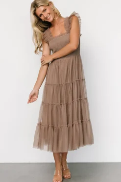Outlet Baltic Born Emma Smocked Tulle Dress | Taupe