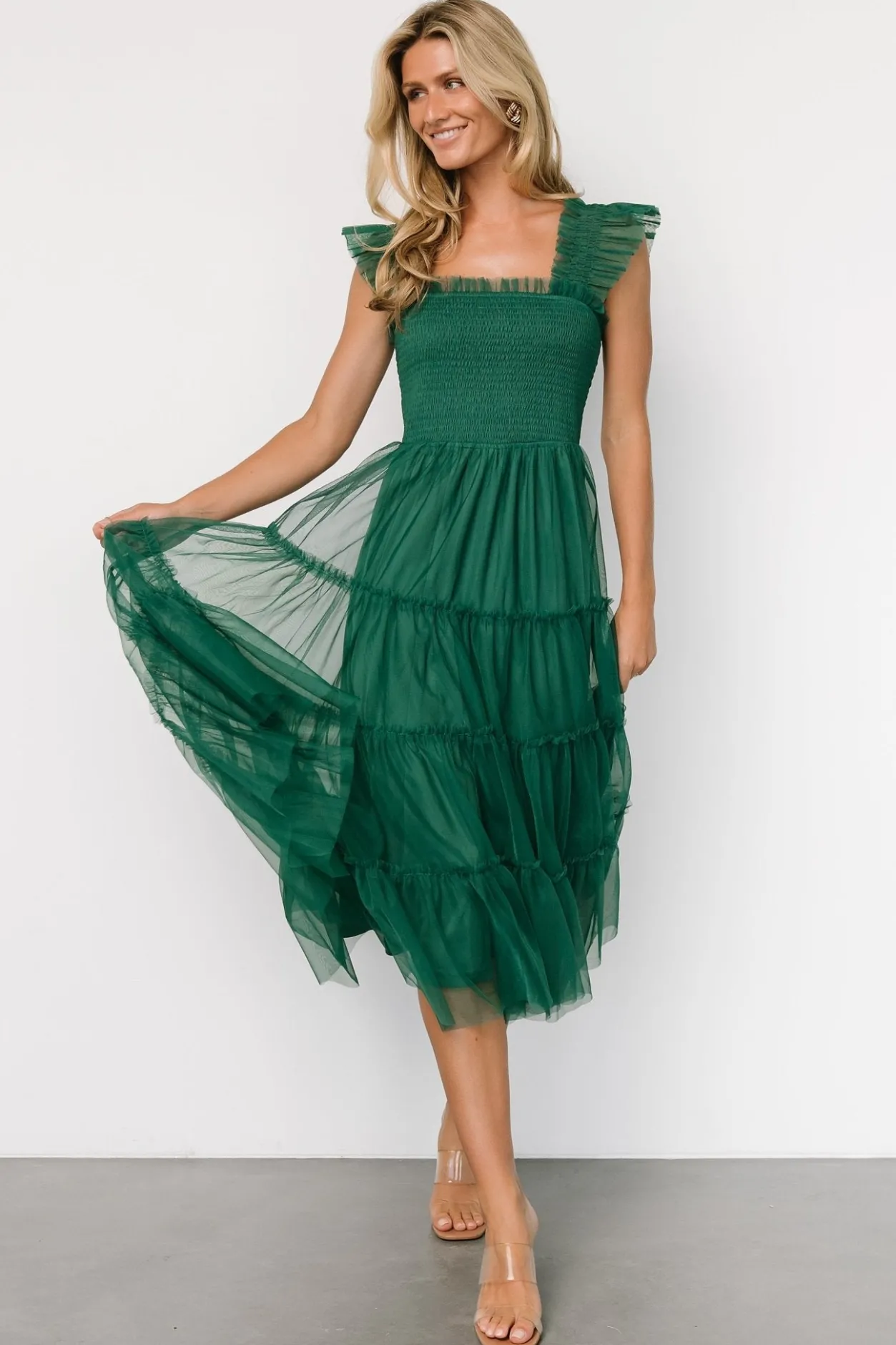 Clearance Baltic Born Emma Smocked Tulle Dress | Emerald