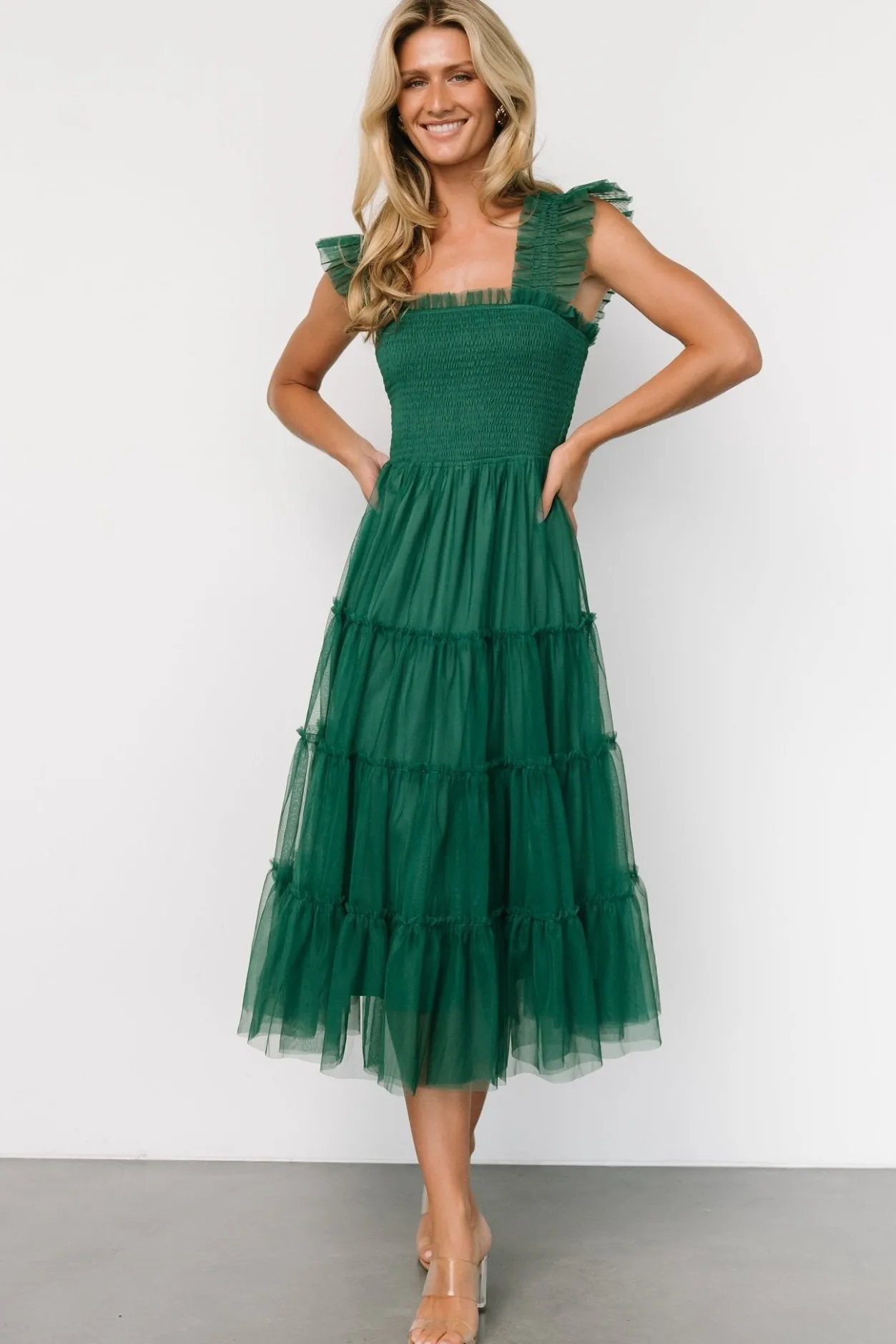 Clearance Baltic Born Emma Smocked Tulle Dress | Emerald
