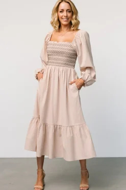 Fashion Baltic Born Emmeline Smocked Midi Dress | Natural
