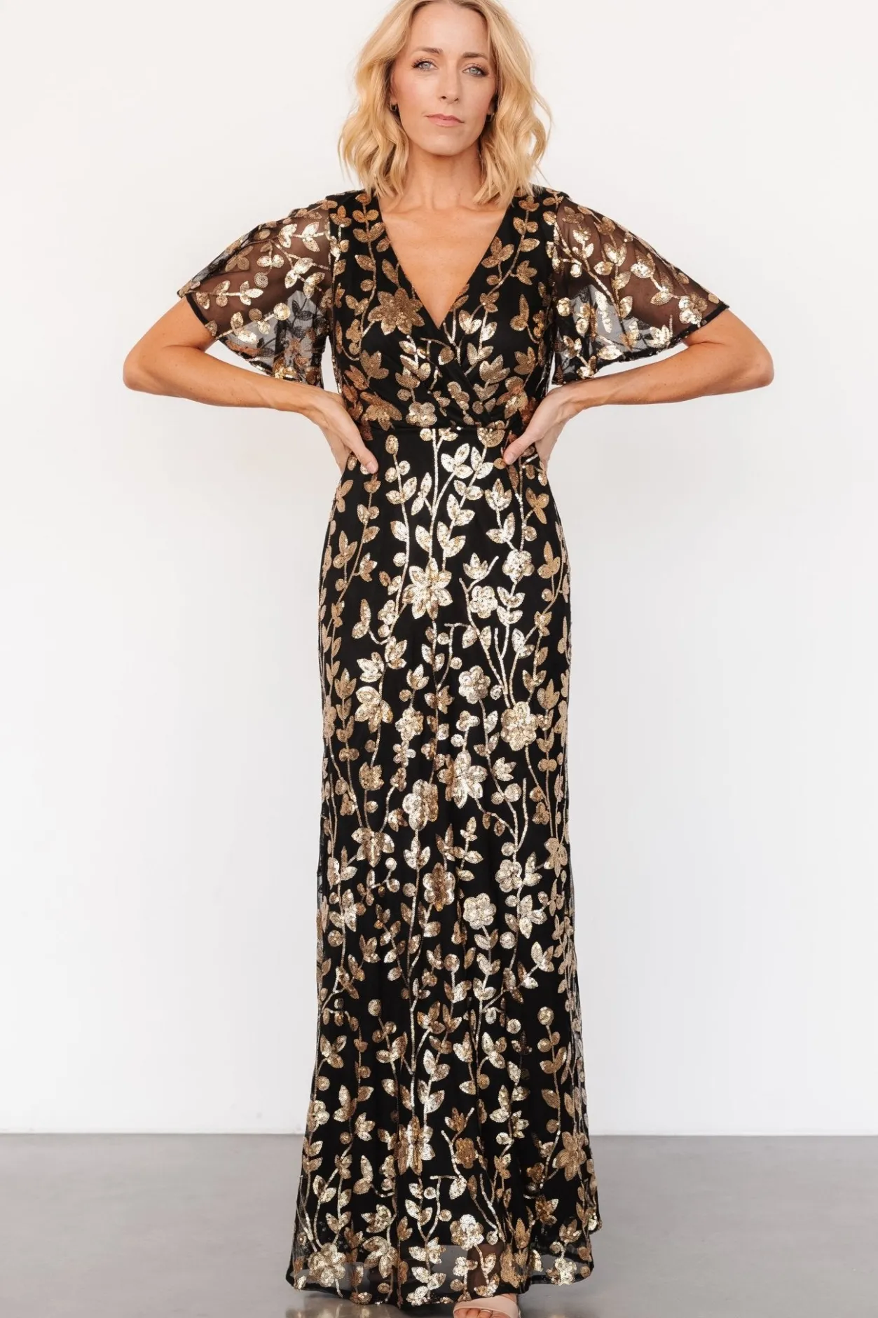 Online Baltic Born Esme Sequin Dress | Black + Gold Black+Gold