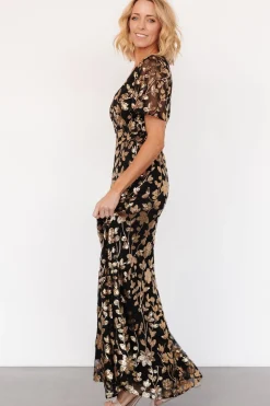 Online Baltic Born Esme Sequin Dress | Black + Gold Black+Gold