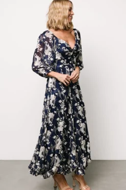 New Baltic Born Estefania Maxi Dress | Navy + Off White Floral Navy+OffWhiteFloral