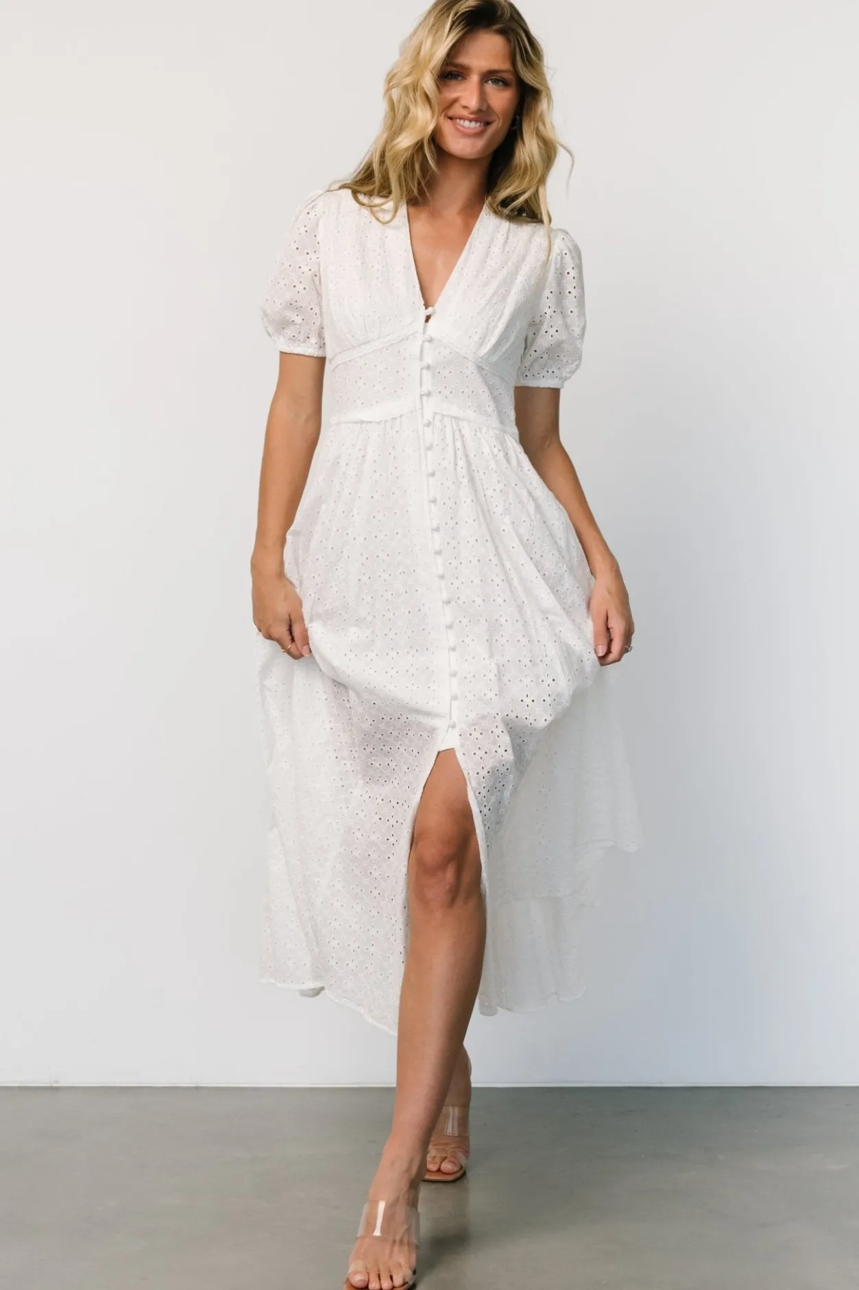 Discount Baltic Born Esther Eyelet Midi Dress | Off White OffWhite