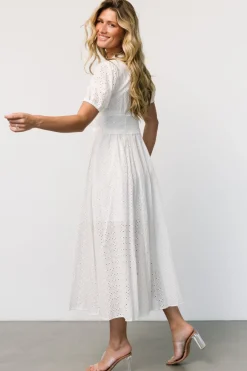 Discount Baltic Born Esther Eyelet Midi Dress | Off White OffWhite