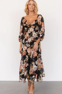 Online Baltic Born Etta Midi Dress | Black + Peach Floral Black+PeachFloral