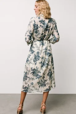 Online Baltic Born Eunice Button Midi Dress | Ivory + Blue Floral Ivory+BlueFloral