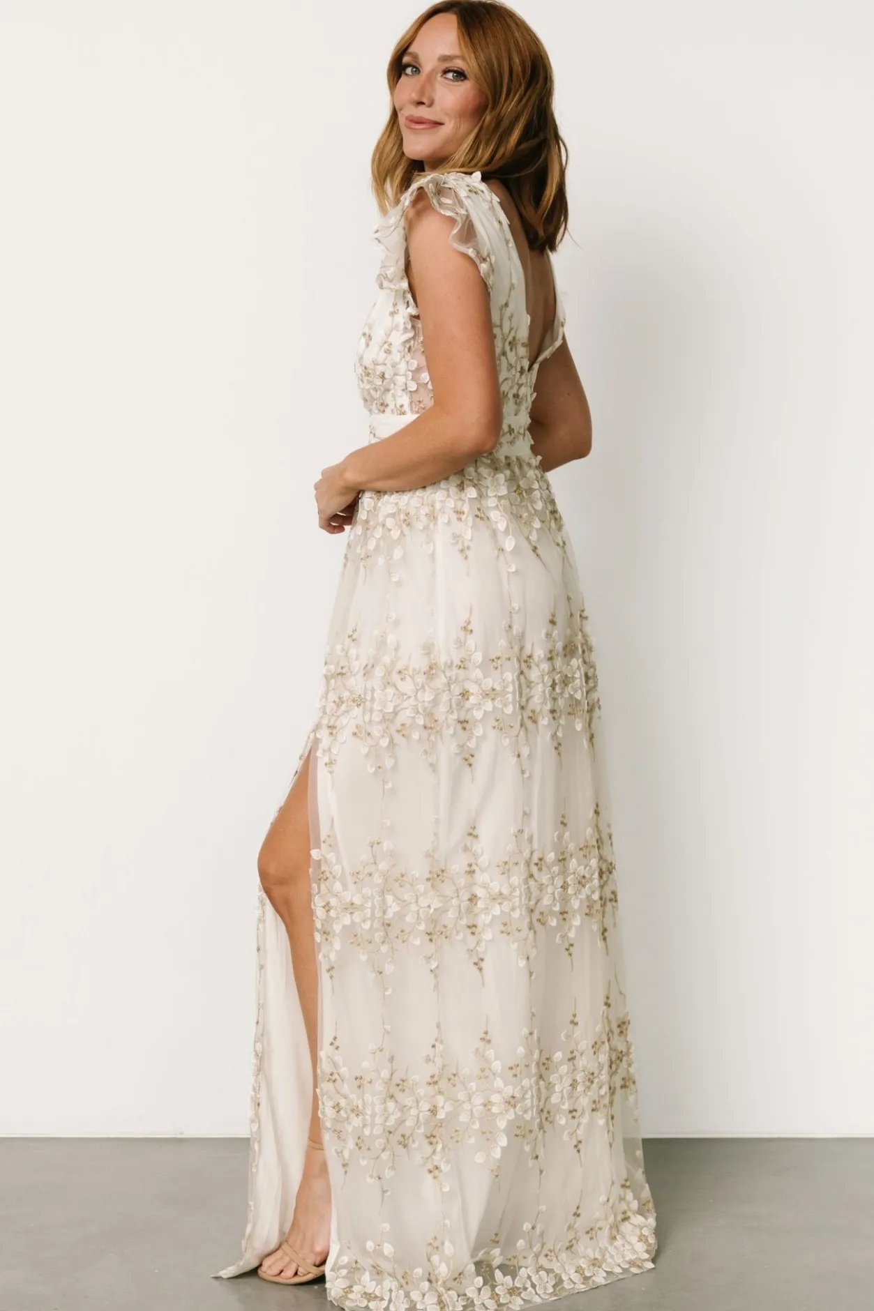 Outlet Baltic Born Eva Embroidered Maxi Dress | White + Gold White+Gold