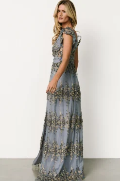 Hot Baltic Born Eva Embroidered Maxi Dress | Slate + Gold Slate+Gold