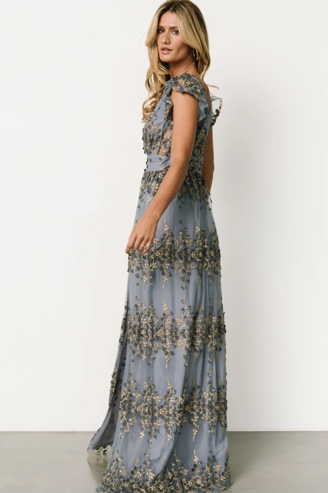 Hot Baltic Born Eva Embroidered Maxi Dress | Slate + Gold Slate+Gold