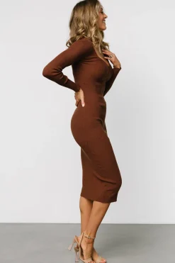 Fashion Baltic Born Eve Ribbed Midi Dress | Brown