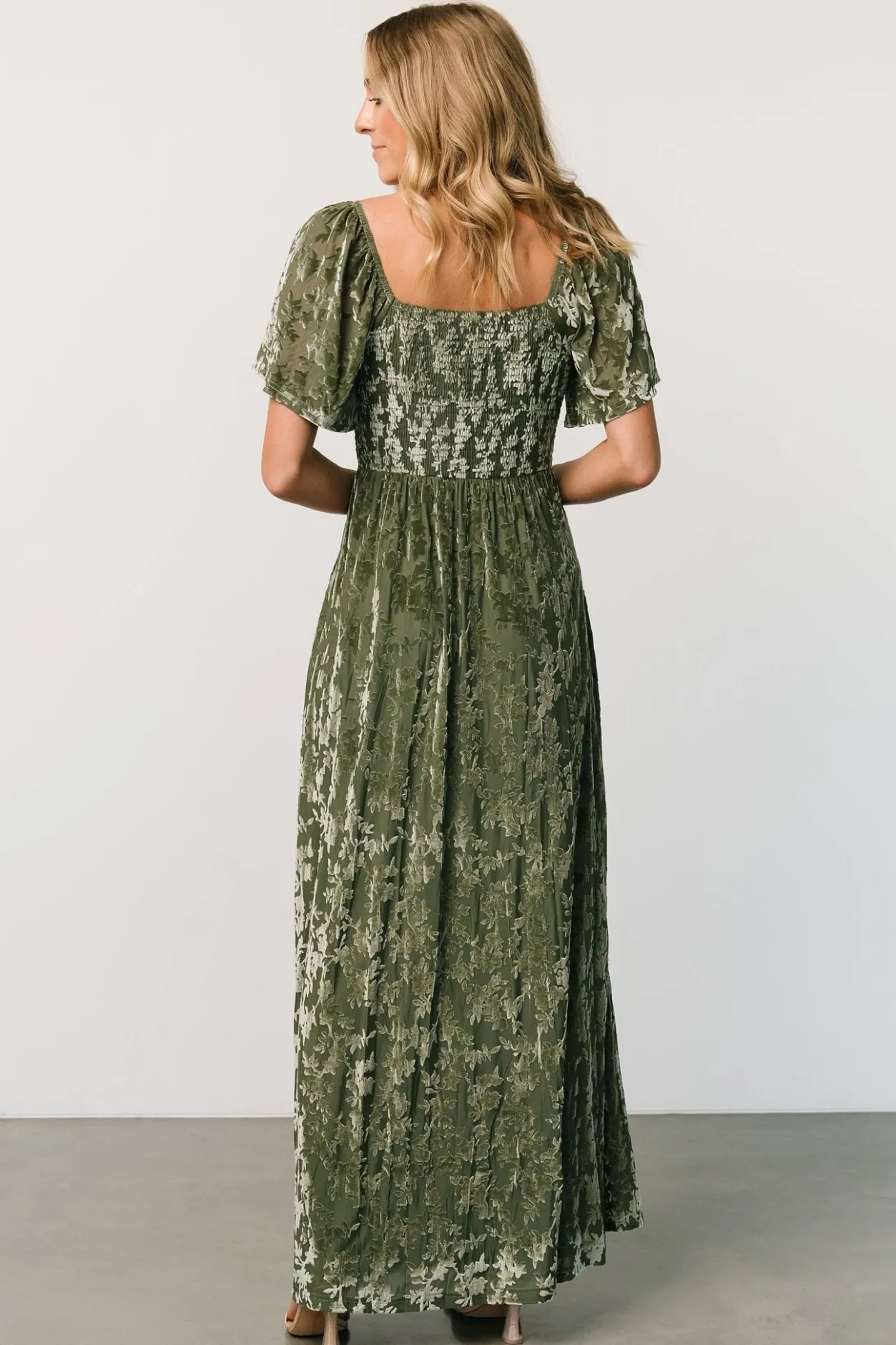 New Baltic Born Everley Velvet Maxi Dress | Dark Sage DarkSage