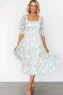 Discount Baltic Born Fabian Jacquard Midi Dress | Off White + Sage Floral OffWhite+SageFloral