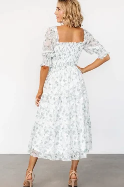 Discount Baltic Born Fabian Jacquard Midi Dress | Off White + Sage Floral OffWhite+SageFloral