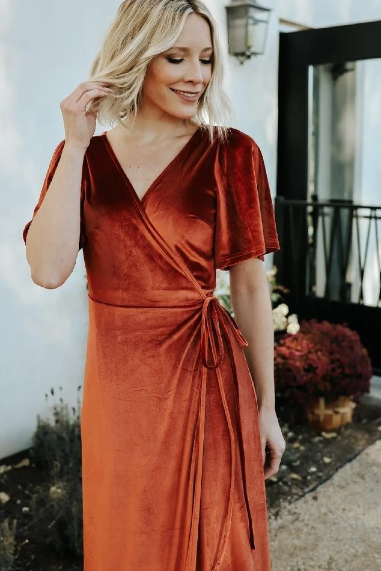Best Baltic Born Fabric Swatch - Meghan Velvet | Rust
