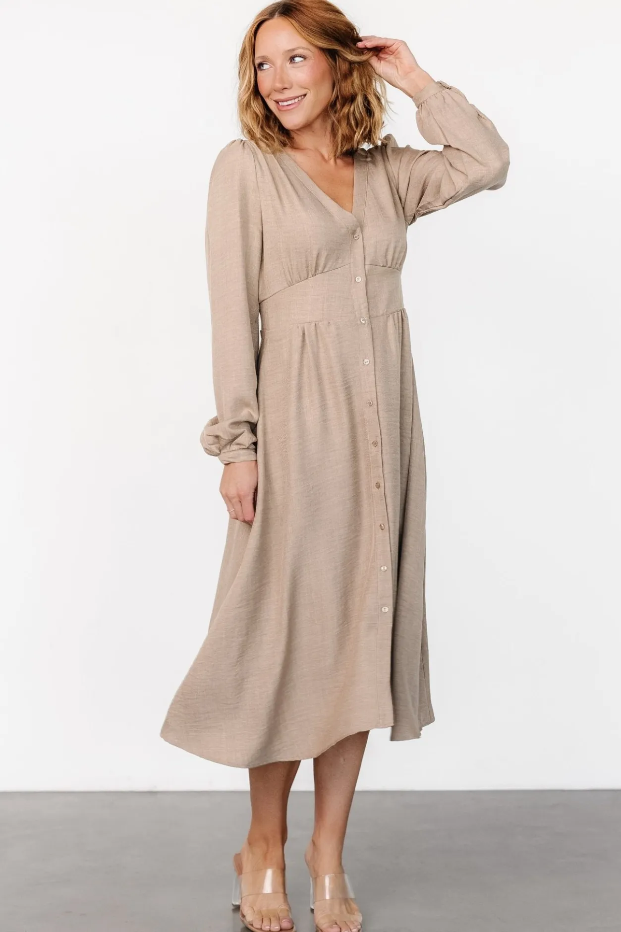Online Baltic Born Faith Button Midi Dress | Taupe