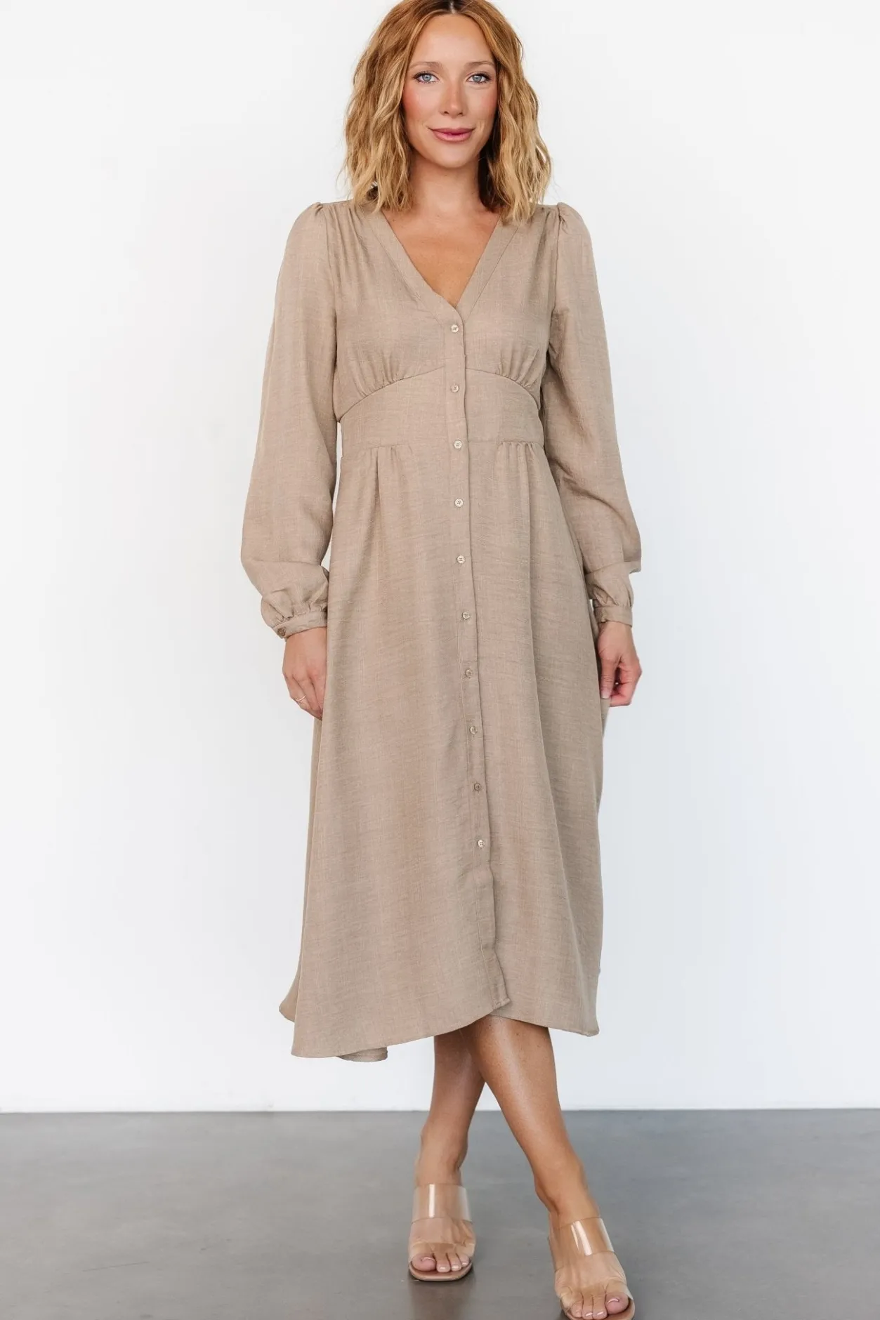 Online Baltic Born Faith Button Midi Dress | Taupe