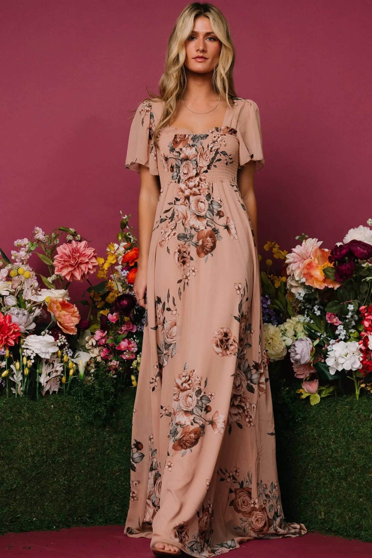 Outlet Baltic Born Fleur Maxi Dress | Nude Floral NudeFloral