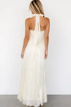 Outlet Baltic Born Frederica Halter Maxi Dress | Cream Shimmer CreamShimmer