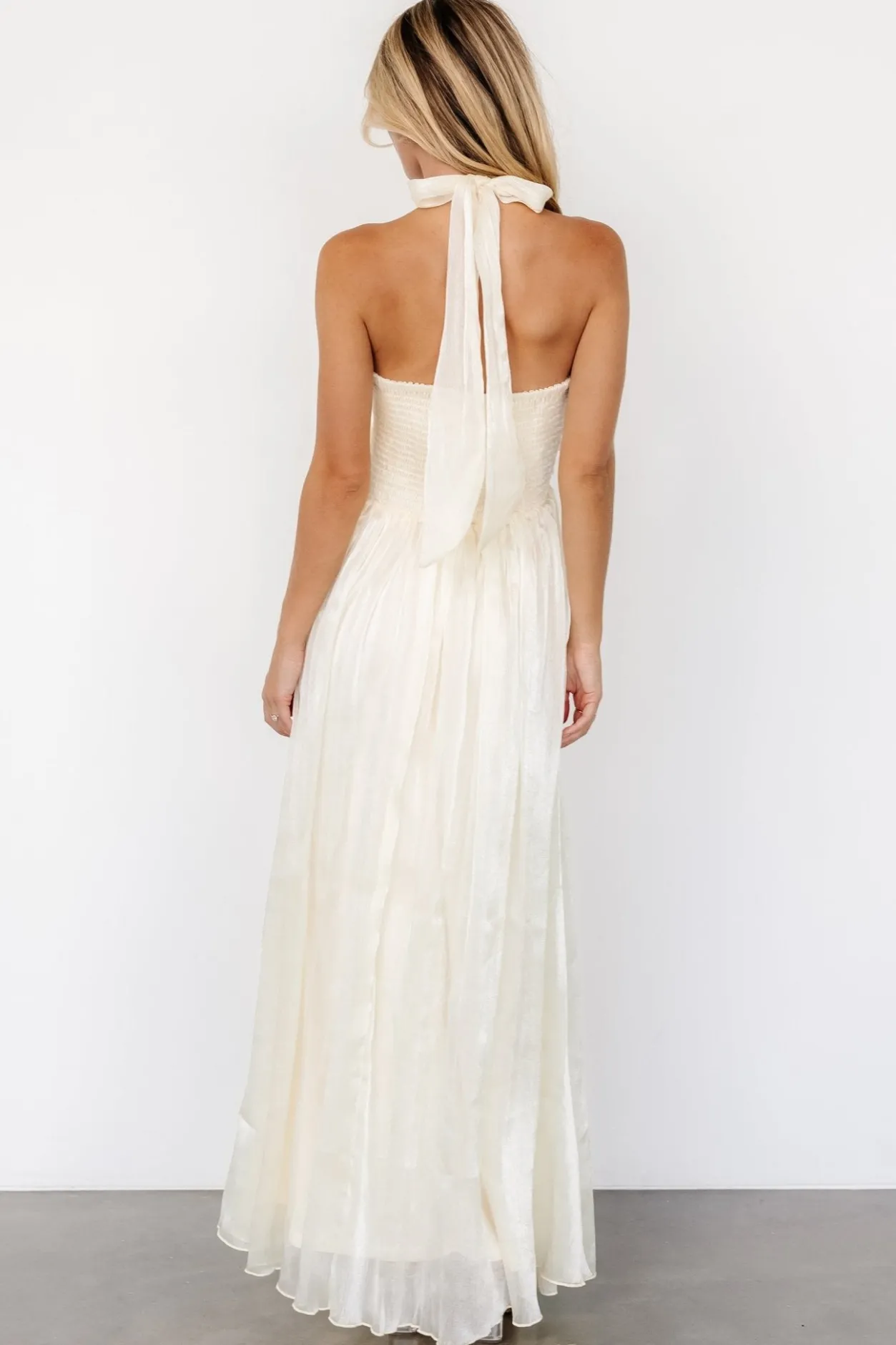 Outlet Baltic Born Frederica Halter Maxi Dress | Cream Shimmer CreamShimmer