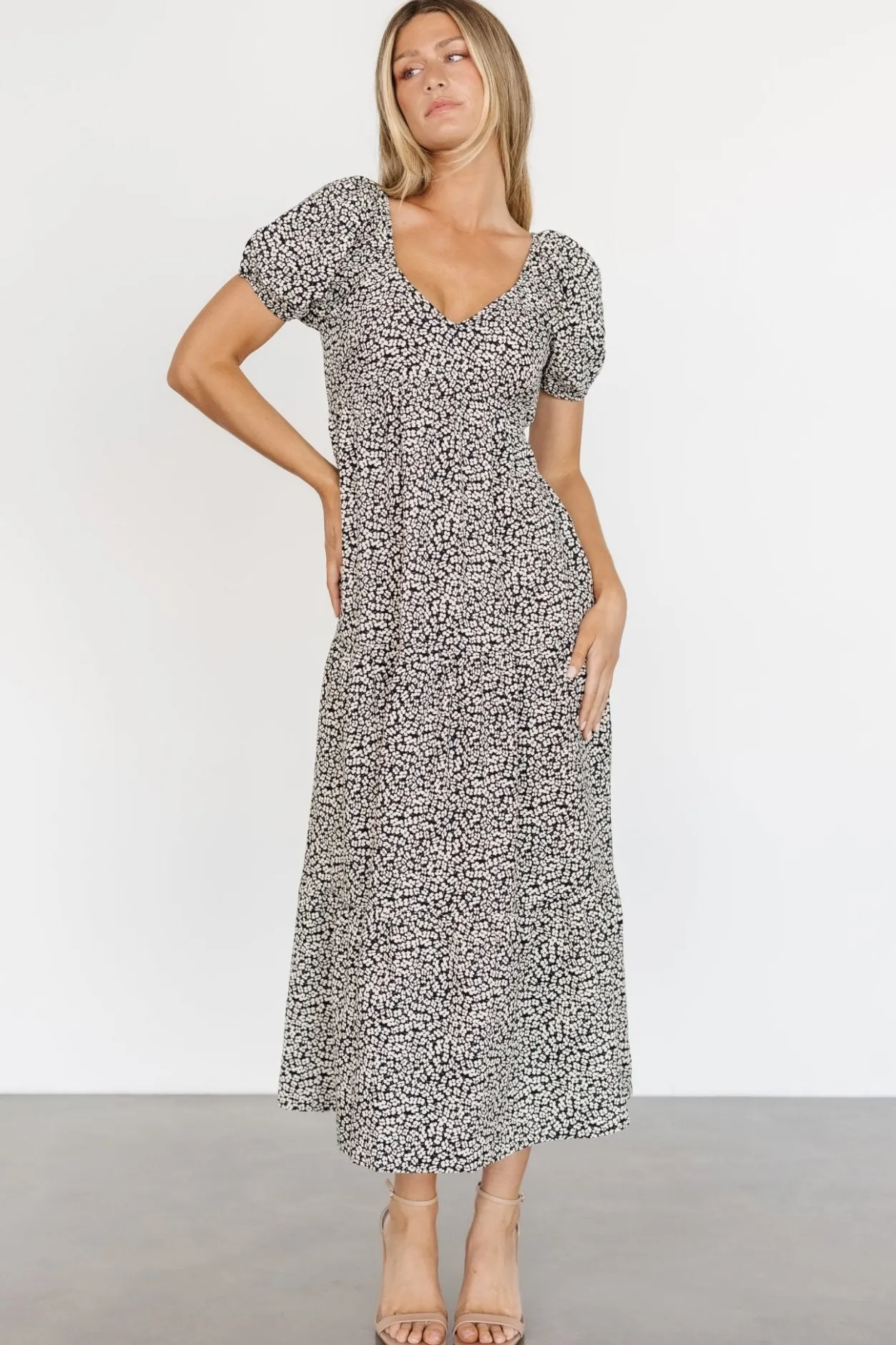 Discount Baltic Born Gables Puff Sleeve Maxi Dress | Black Multi BlackMulti