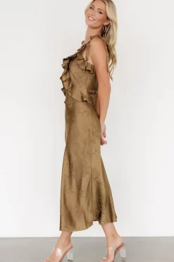 Fashion Baltic Born Gianni Satin Ruffle Dress | Olive