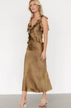 Fashion Baltic Born Gianni Satin Ruffle Dress | Olive