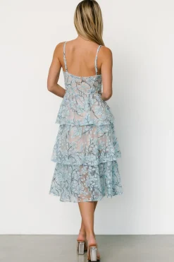 Outlet Baltic Born Giavanna Tiered Midi Dress | Dusty Blue DustyBlue