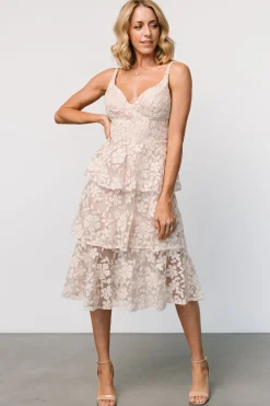 New Baltic Born Giavanna Tiered Midi Dress | Champagne