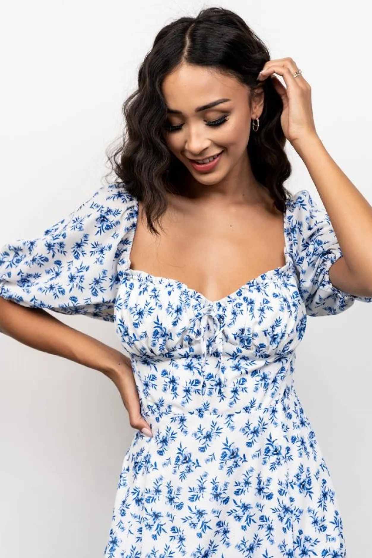 Online Baltic Born Gwen Smocked Midi Dress | Blue Floral BlueFloral