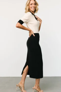 Clearance Baltic Born Gwendolyn Collared Midi Dress | Navy + Cream Navy+Cream