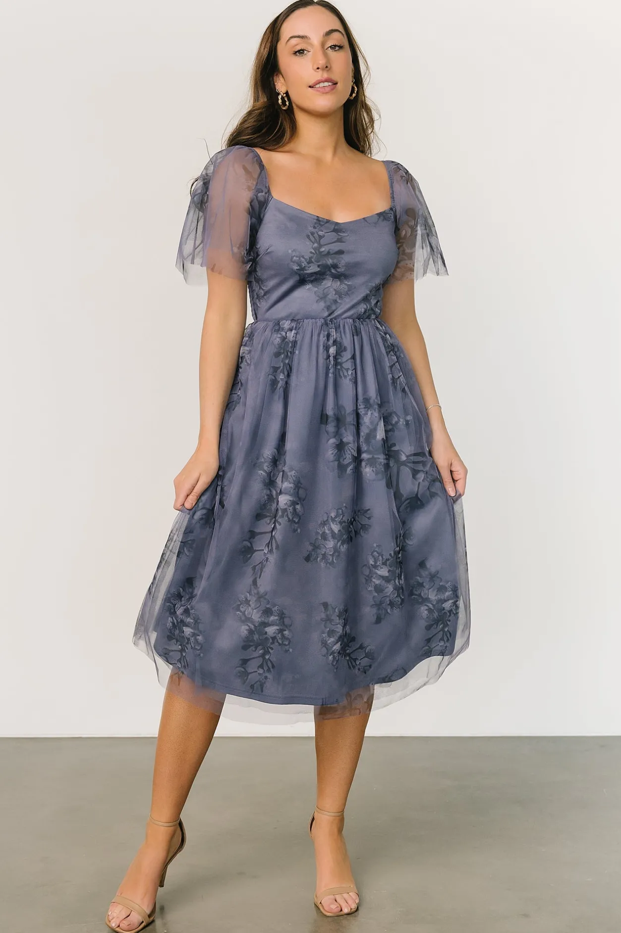 Online Baltic Born Gwyneth Tulle Midi Dress | Slate Blue Multi SlateBlueMulti
