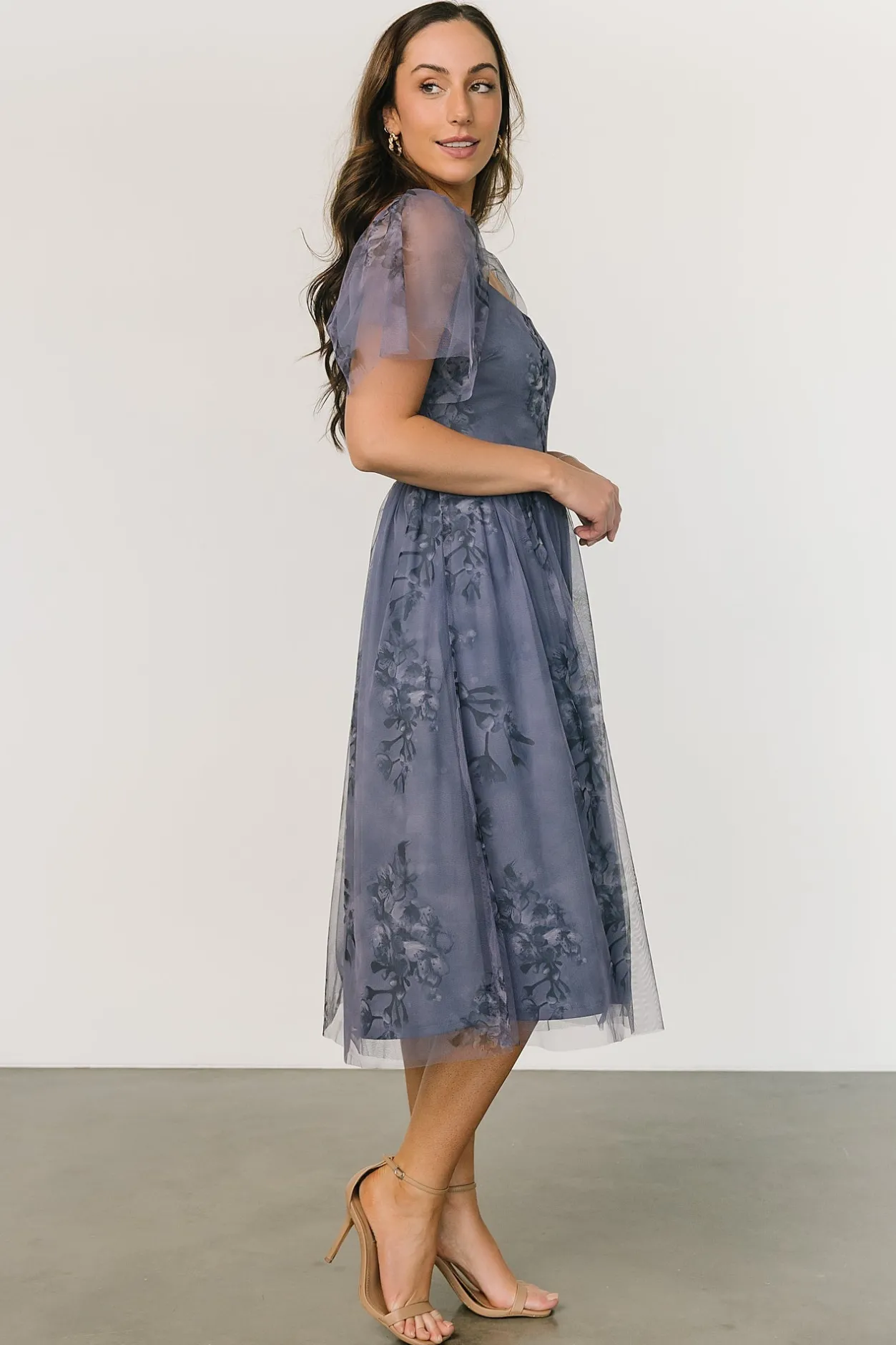 Online Baltic Born Gwyneth Tulle Midi Dress | Slate Blue Multi SlateBlueMulti