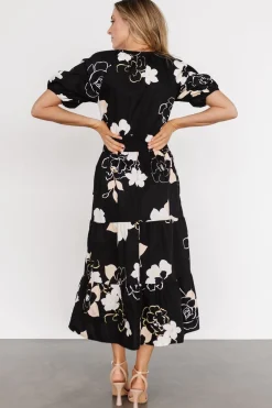 Discount Baltic Born Hacienda Tiered Midi Dress | Black Multi BlackMulti