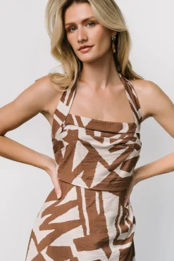 Hot Baltic Born Halin Halter Dress | Brown + Natural Print Brown+NaturalPrint