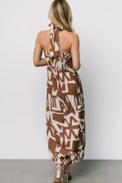 Hot Baltic Born Halin Halter Dress | Brown + Natural Print Brown+NaturalPrint