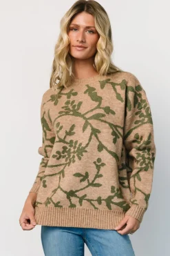 Hot Baltic Born Hallstatt Sweater | Camel + Green Print Camel+GreenPrint