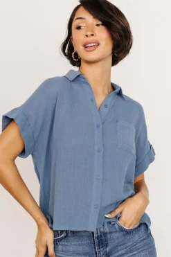 Sale Baltic Born Hammond Short Sleeve Top | Slate Blue SlateBlue