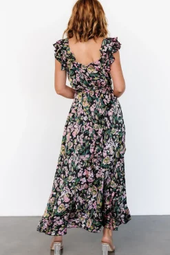 Hot Baltic Born Harlow Satin Maxi Dress | Black Multi BlackMulti
