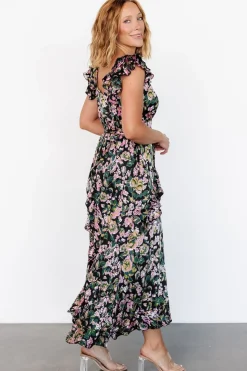 Hot Baltic Born Harlow Satin Maxi Dress | Black Multi BlackMulti