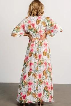 New Baltic Born Harmonia Kimono Maxi Dress | White Multi Print WhiteMultiPrint