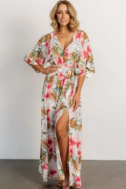 New Baltic Born Harmonia Kimono Maxi Dress | White Multi Print WhiteMultiPrint