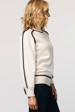 New Baltic Born Harrington Sweater | Cream + Black Cream+Black