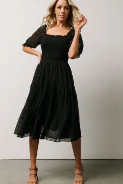 New Baltic Born Hazel Eyelet Midi Dress | Black