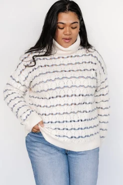 Hot Baltic Born Hollis Knit Sweater | Ivory + Blue Ivory+Blue